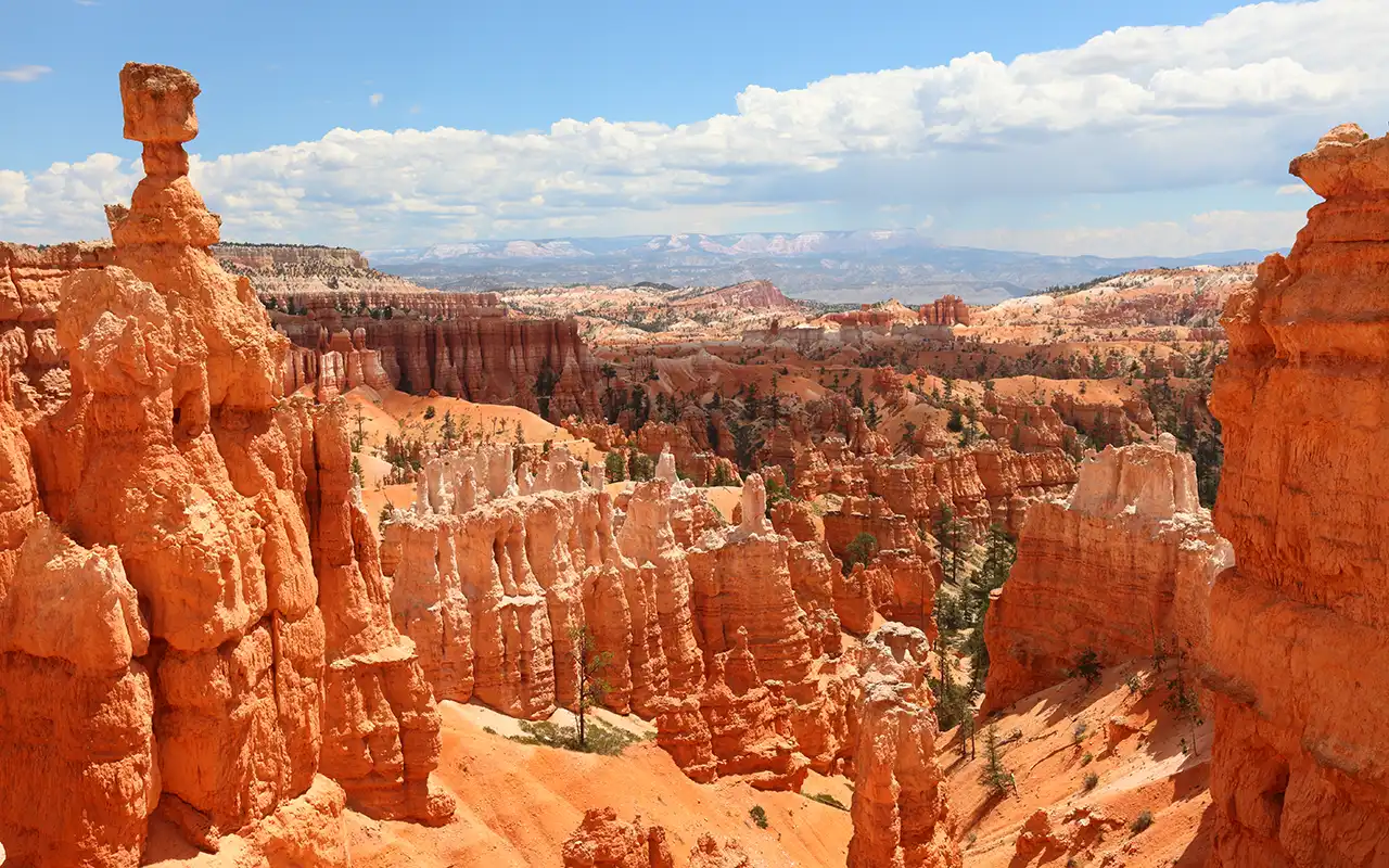 Scenic view of the stunning red rock formations in Bryce Canyon National Park, Utah