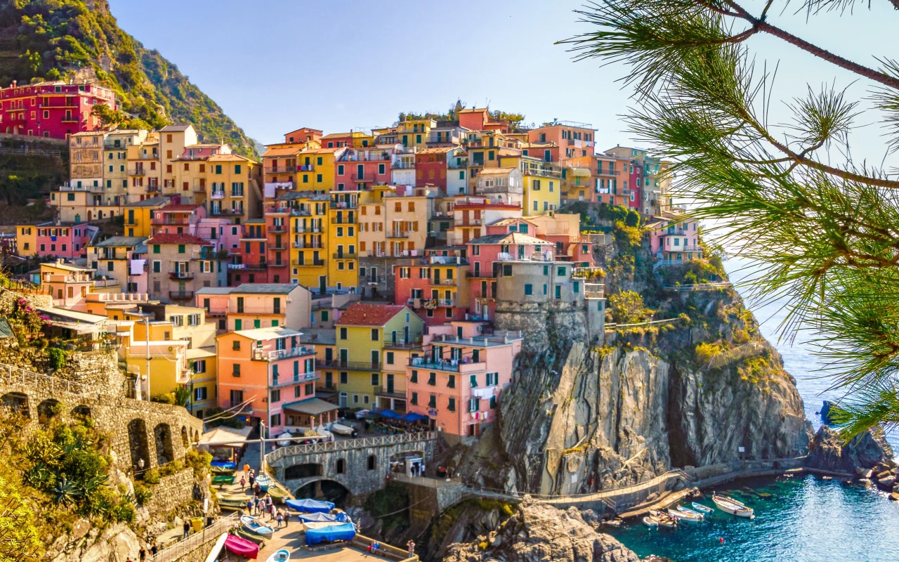 Scenic view of colorful Cinque Terre coastal villages in Italy