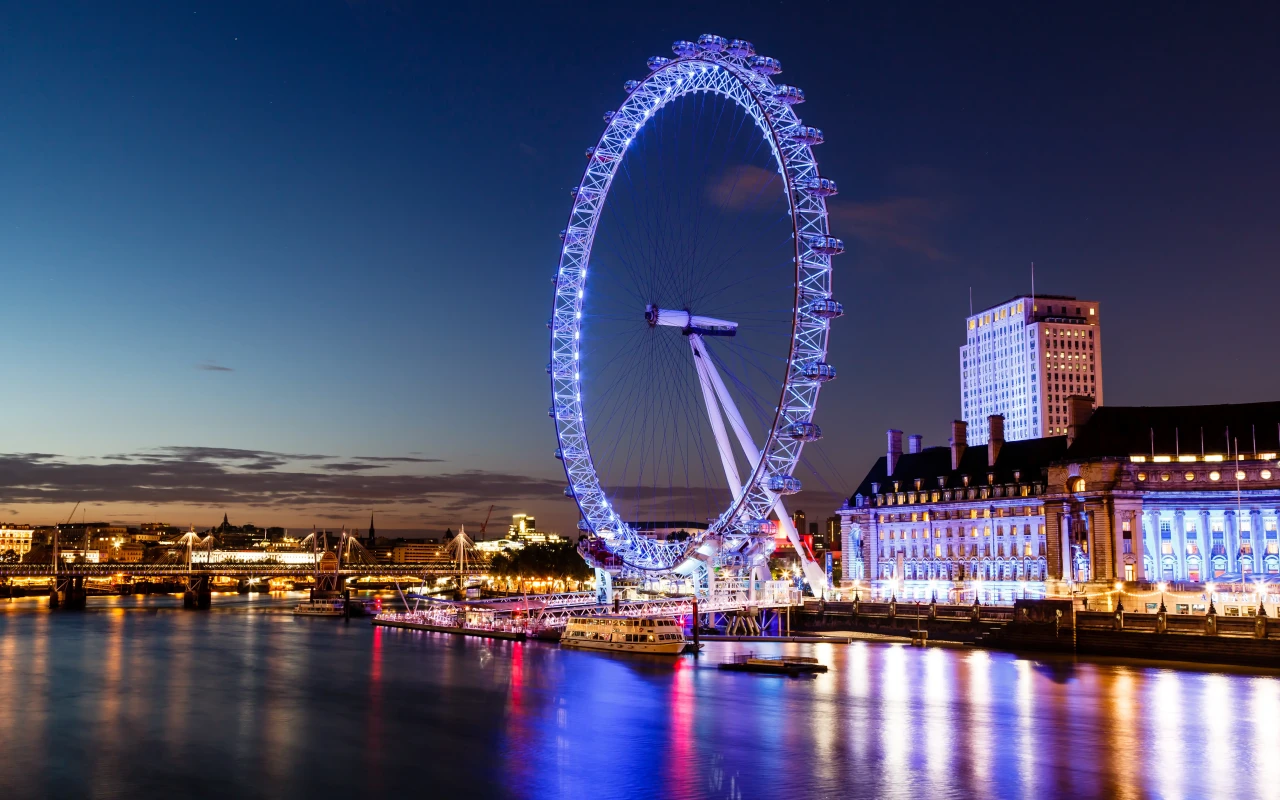 Stunning view of the iconic London Eye Ferris wheel on a sunny day