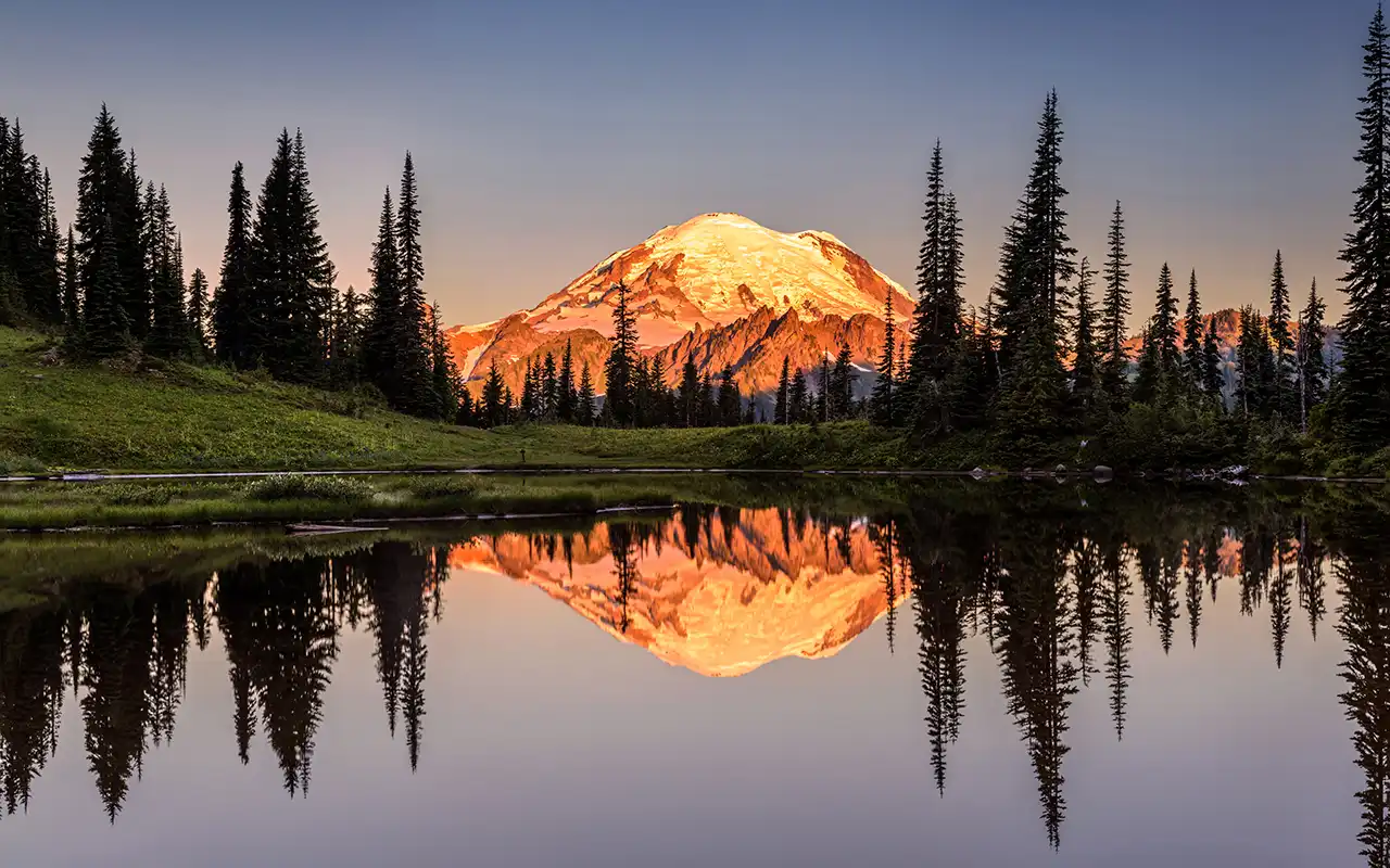Snow-Capped Peaks of Mount Rainier National Park