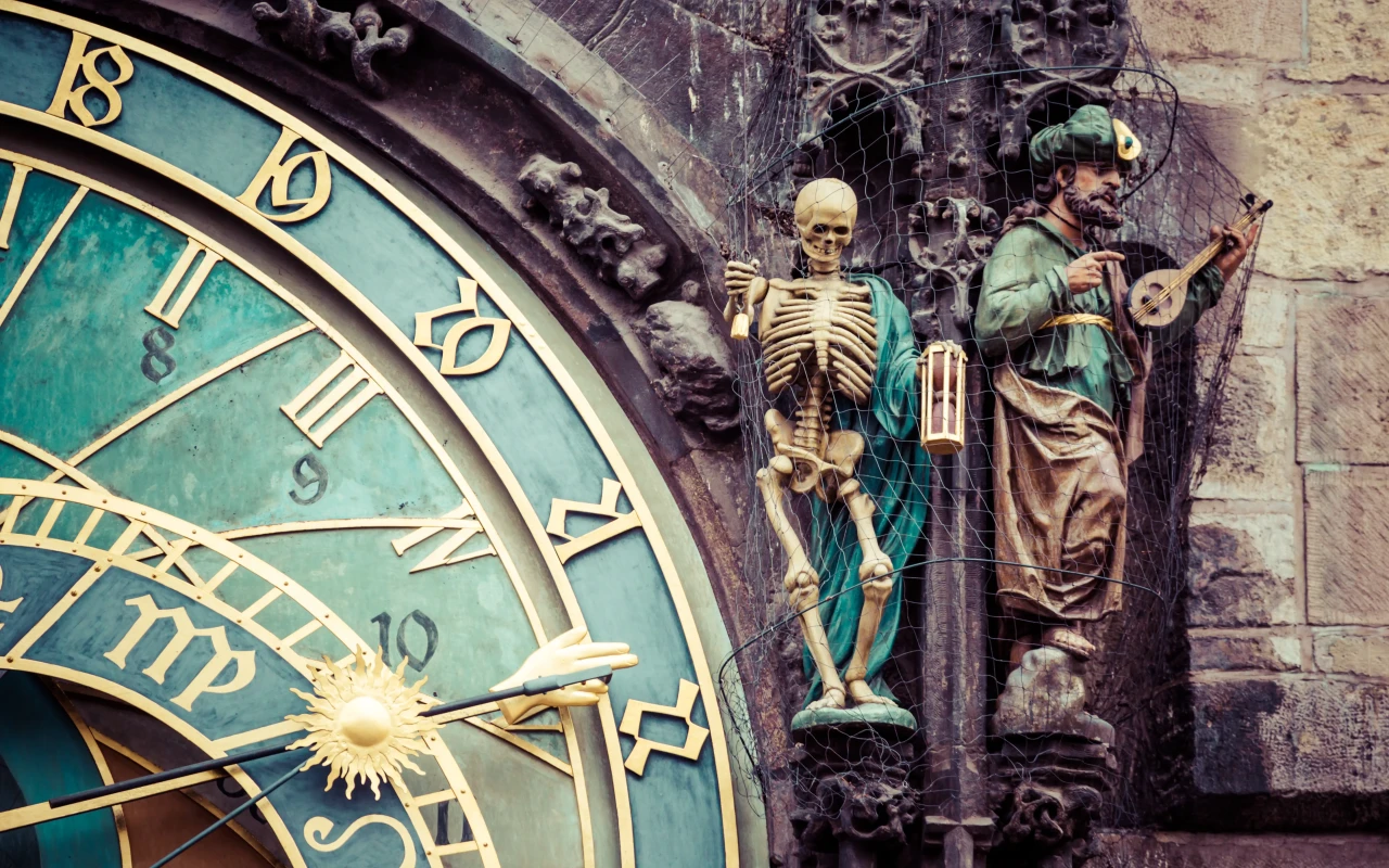 An ancient astronomical clock in Prague, known as the curse of the Prague astronomical clock