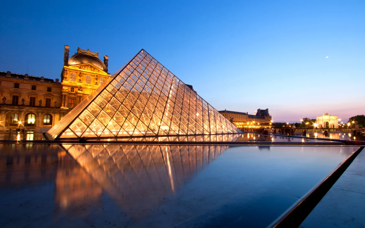 View of the Louvre during senset.