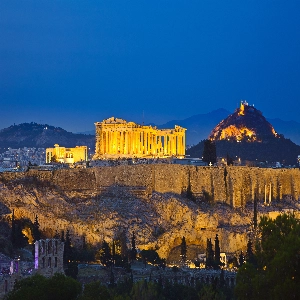Scenic view of Athens, Greece, showcasing ancient ruins and modern cityscape blended together