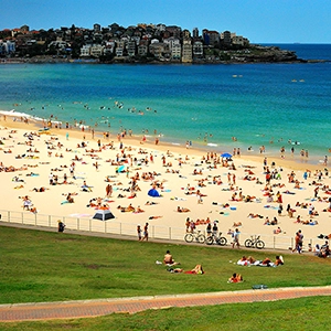 Scenic view of the pristine Bondi Beach in Sydney, Australia