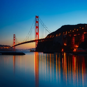 Golden Gate Bridge spanning across the picturesque San Francisco Bay