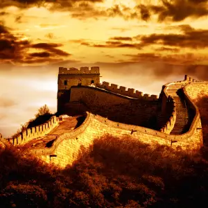 Stunning Sunset Over the Great Wall of China Great Wall of China at sunset