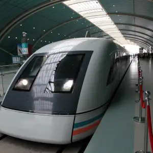 High-Speed Train at Modern Station High-speed train waiting at a modern station