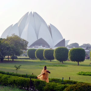 A photo of the stunning Lotus Temple, a Bahá