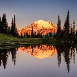 Snow-Capped Peaks of Mount Rainier National Park
