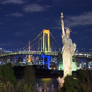 Scenic view of the vibrant cityscape and waterfront in Odaiba, Tokyo