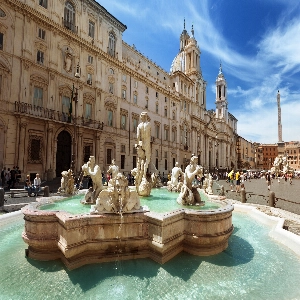 Stunning view of the historic Piazza Navona in Rome, Italy