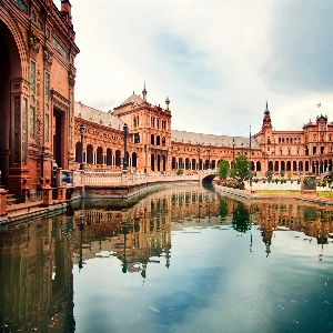 Panoramic view of the historic cityscape and architecture in Seville, Spain