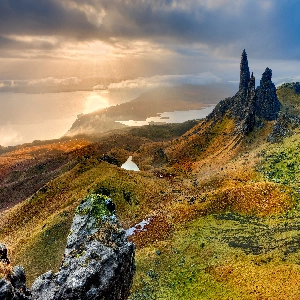 Stunning panoramic view of the Isle of Skye, Scotland