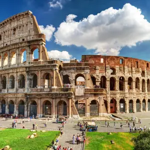 Ancient and majestic view of the Colosseum in Rome, Italy