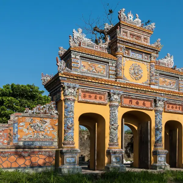 Decorative ancient gate in Hue, Vietnam
