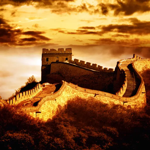 Great Wall of China at sunset