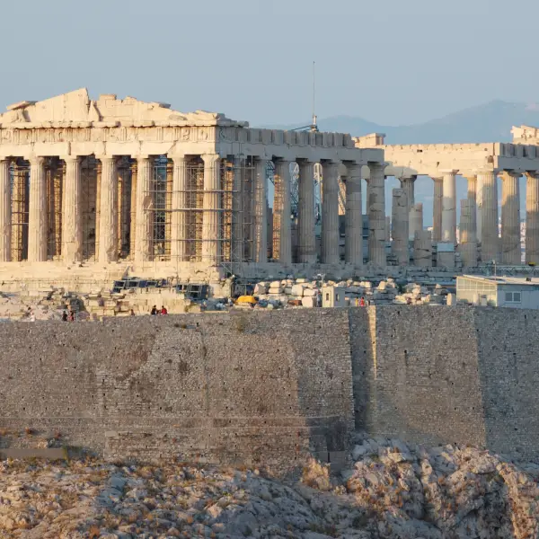 The Iconic Parthenon in Athens, Greece - a well-preserved ancient temple dedicated to the goddess Athena located on the Acropolis hill.