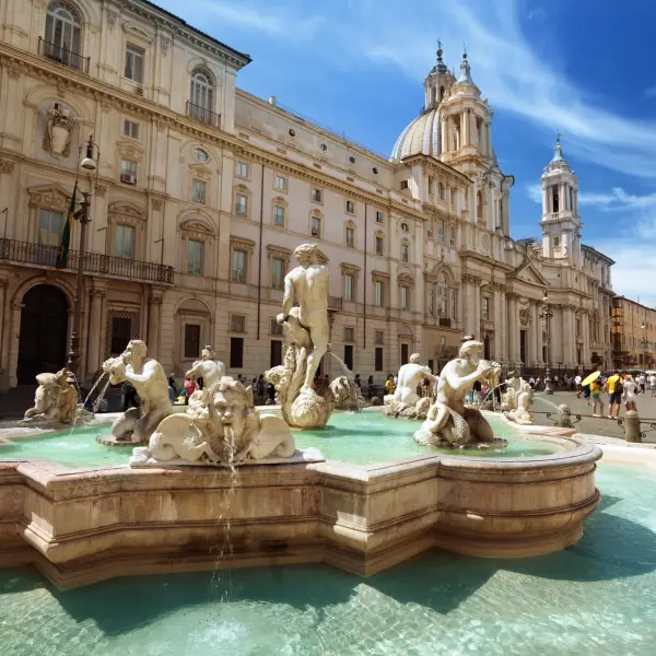 Stunning view of the historic Piazza Navona in Rome, Italy