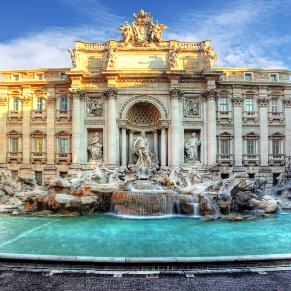 Stunning view of the iconic Trevi Fountain in Rome, Italy
